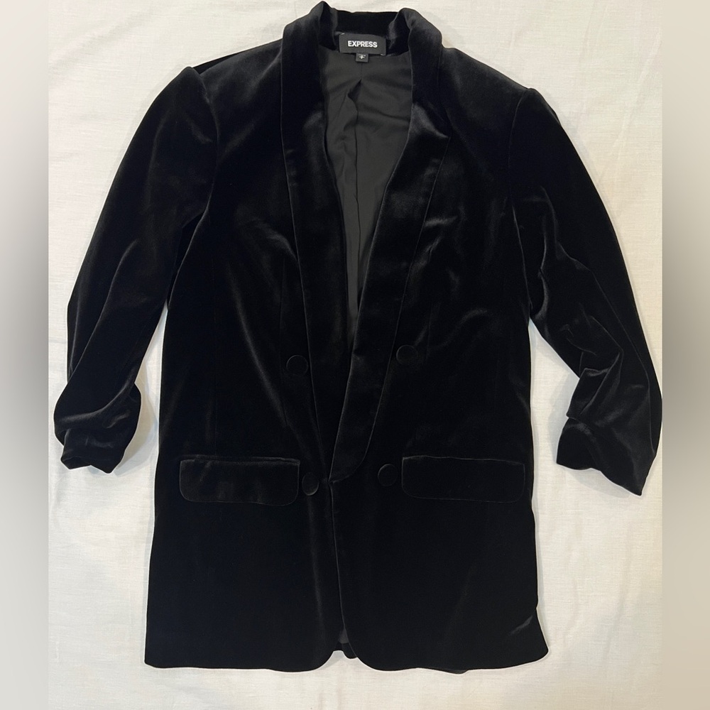Express Size Small Blazer, Black, Velour, Boyfriend Style